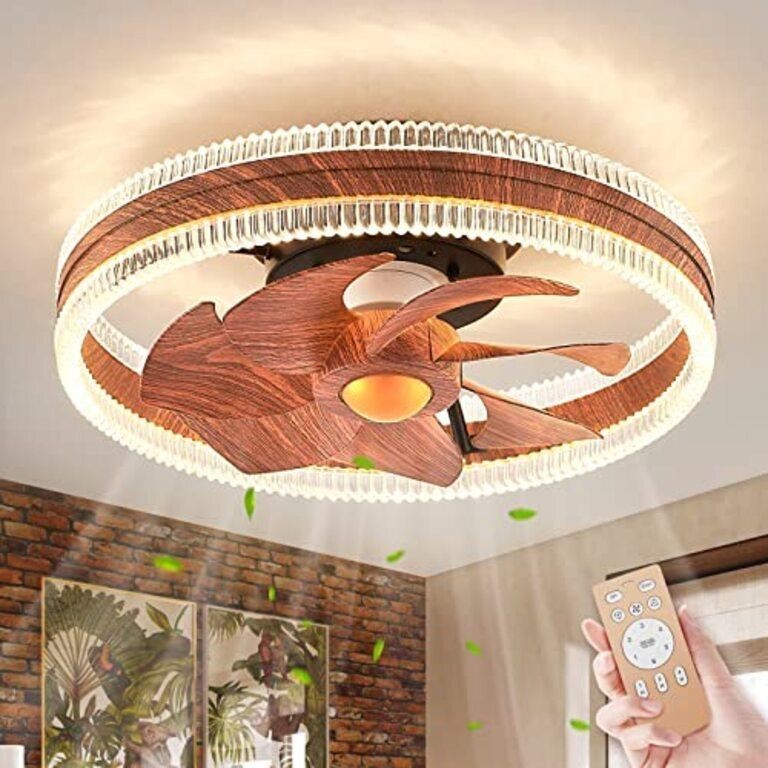 haodengshi Caged Ceiling Fan with Light, 16"