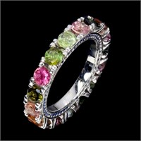 Natural Multi Color Tourmaline Eternity Ring
