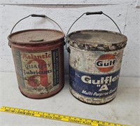 Gulf and Atlantic 5 gallon oil cans