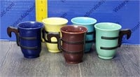 5 Vintage Gladding McBean Pottery Mugs