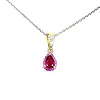 Natural Pear Red Ruby 6x4 MM Necklace