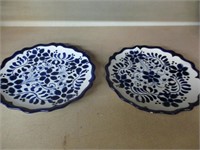 Vintage Lot of 2 Ceramic Blue Floral plates