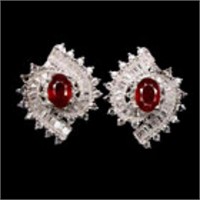 Genuine  Oval Cut 7x5 mm Top Blood Red Ruby Earrin