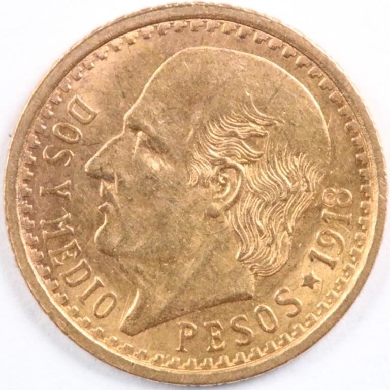 1918 Gold 2.5 Pesos