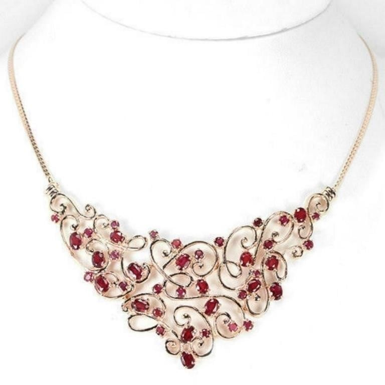Natural GENUINE BLOOD RED RUBY Necklace