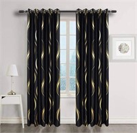 2Panel Black & Gold Strip Blackout Curtains