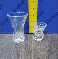 Small Crystal Vase & Glass Toothpick Holder.