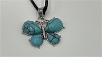 Turquoise Colored Butterfly Necklace