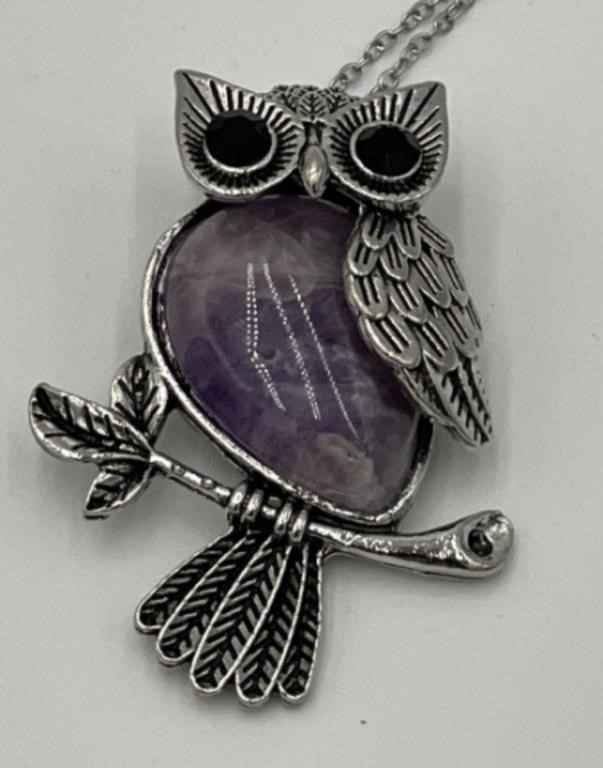 Purple Owl Necklace