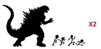2PCS "Godzilla Chasing Stick Family" Black Familyl
