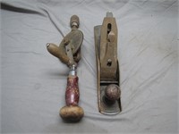 Vintage Stanely Bailey No.5 Wood Plane & Hand Dril