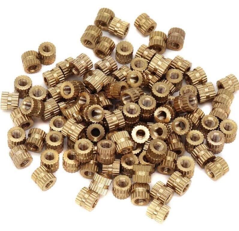 100PCS Female Thread Brass Knurled Nuts