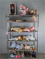 Large Lot Assorted Dolls & More  Rack Not Included