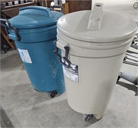 2 Rubbermaid trash cans