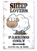 "Sheep Lovers" Parking Only Tin Sign