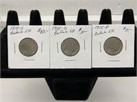 (3) 1915 5¢ Buffalo Nickels