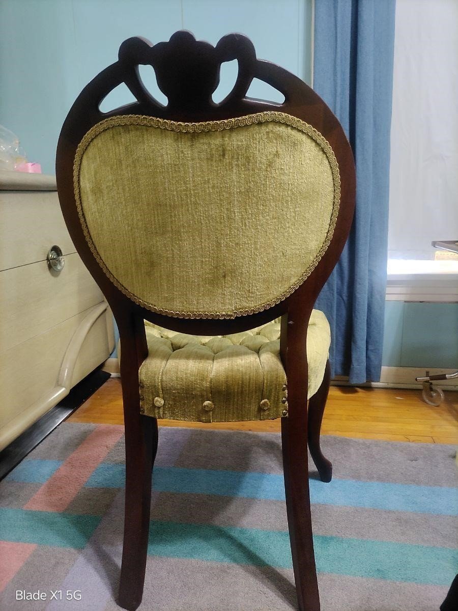 Beautiful green cushion chair antique