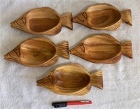 5 pc. Kamani Wood Fish Bowl Set