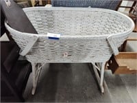 Wicker Baby Bassinet and signs
