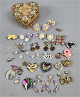 Heart Box With Earrings Pendants And More