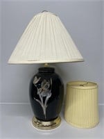 Black lamp with silver tone Iris , Extra shade
