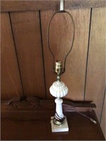 Milk Glass Lamp with Marble Base