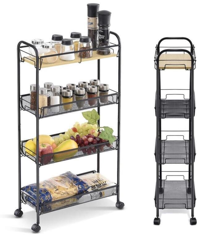 SLIM 4 TEIR ROLLING CART 17 x32IN MAY BE MISSING
