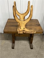 Wooden end table, Homemade Boot Holder