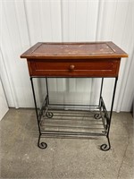 Small metal and wood side table