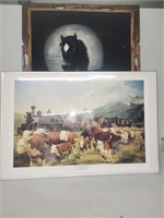 "Colorado Stock Rush" Print, Horse on Fabric Art