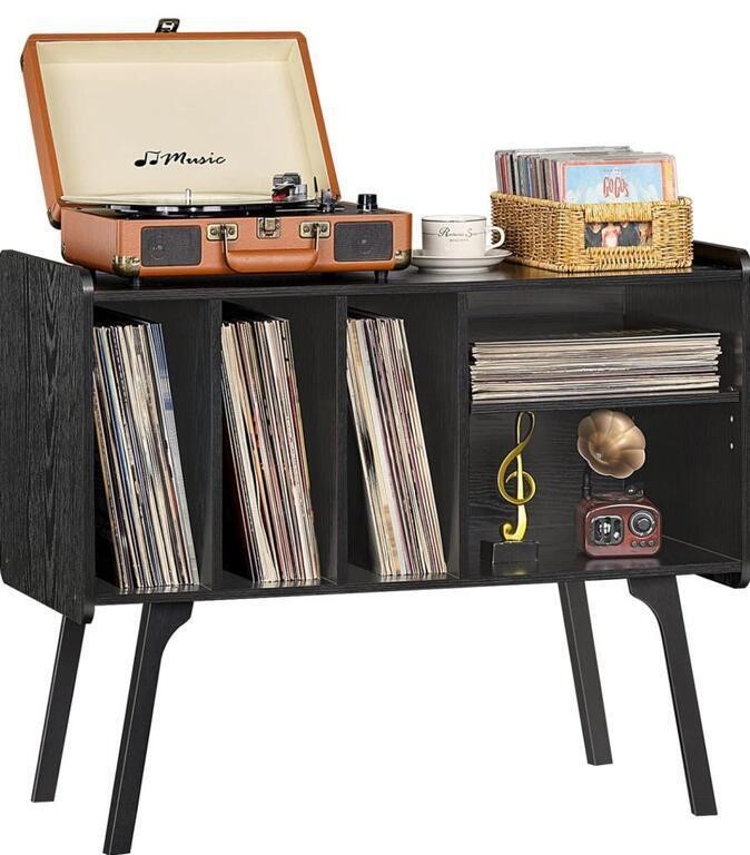 LERLIUO RECORD PLAYER STAND WITH 4 CABINET HOLDS