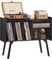 LERLIUO RECORD PLAYER STAND WITH 4 CABINET HOLDS