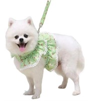 Green Floral Ruffle & Lace Harness & Leash Set