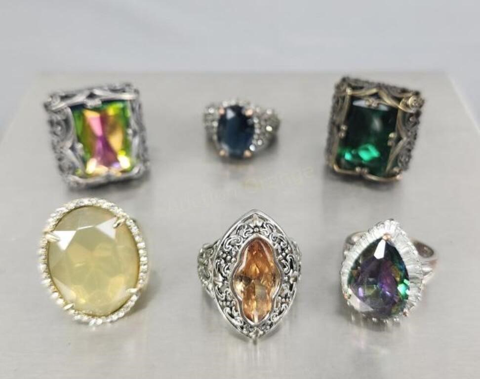 6 Fashion Rings Assorted Sizes