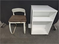 White Rolling Table with Chair