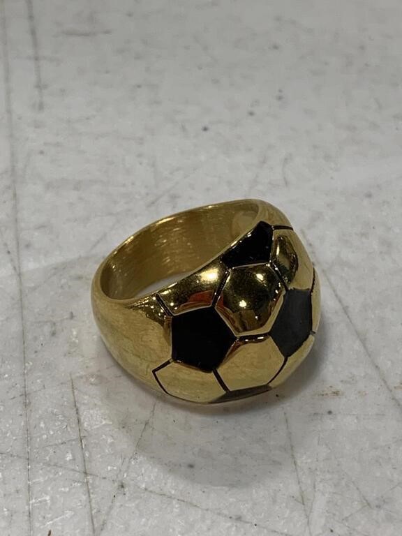 GOLD STEEL SOCCER BALL RING SIZE 7