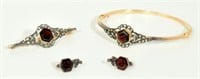 14K, Sterling & Diamond Victorian Jewelry Set.