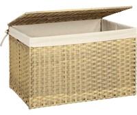 WOVEN BLANKET STORAGE BASKET WITH HANDLES AND