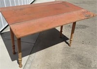 Drop-leaf country table in salmon paint-36" wide &