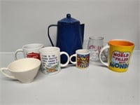 Tea Pot and Coffee Mugs