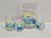 Sailboat Pitcher with Glasses