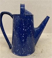 Blue with white speckles Enamel coffee pot