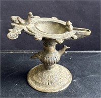 Antique bronze oil lamp