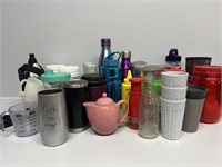 Assorted glassware, insulated water bottles