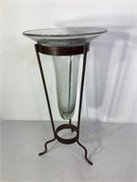 Elegant Glass Vase in Metal Stand