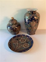 Matching Bella Casa Asian Vase,Jar & Plate