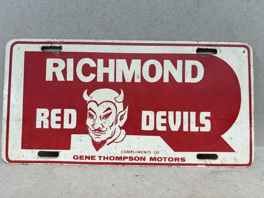 Richmond red Devils vintage license plate gene