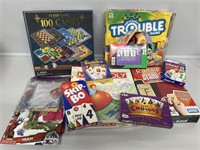 Trouble, Monopoly Jr., Scrabble, card games