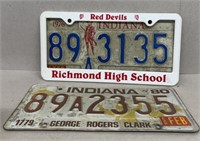 Indiana license plates with Richmond red devil