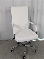 (1)White Leather Office Chair w/ Wheels